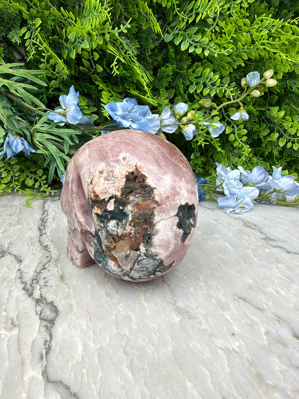 Druzy Roze Amethist schedel XL handgeslepen