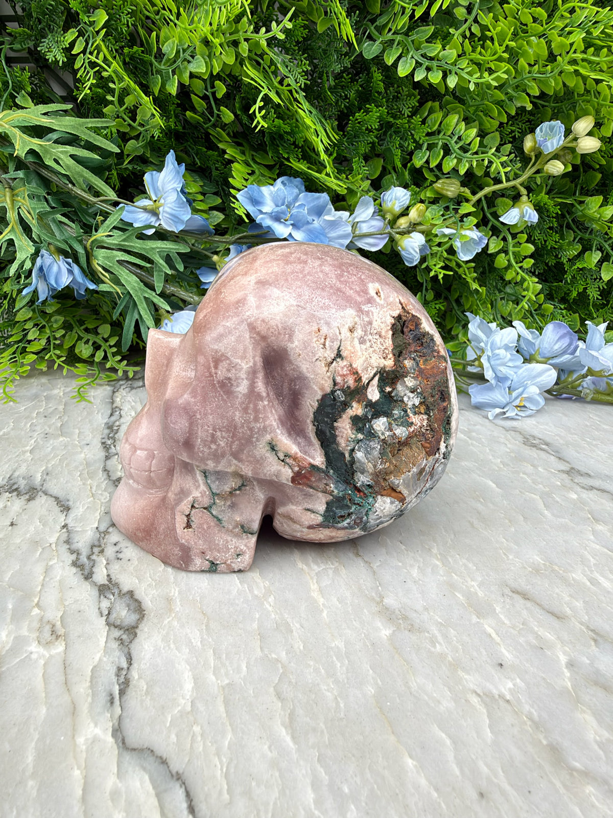 Druzy Roze Amethist schedel XL handgeslepen