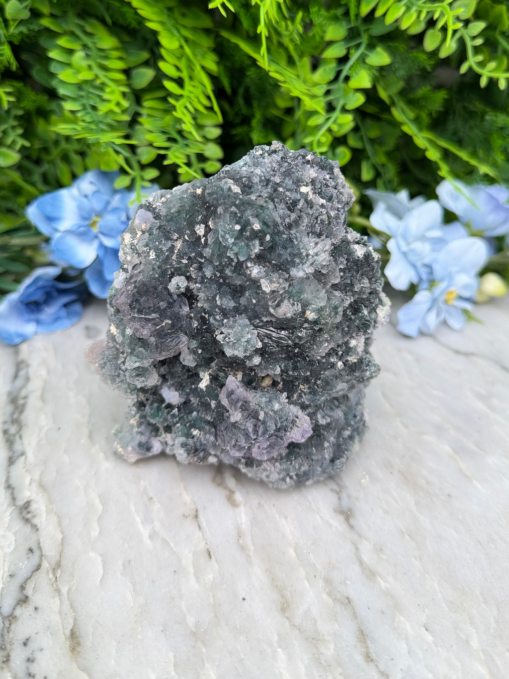 Groene Amethist flower cluster (488 gr/11 cm)