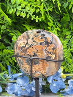Amethist op Bergkristal geode met Agaat op standaard (538 gr/14 cm)