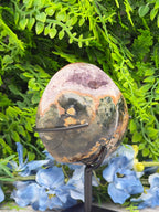 Amethist op Bergkristal geode met Agaat op standaard (538 gr/14 cm)