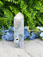 Mosagaat toren half gepolijst (452 gr/12 cm)