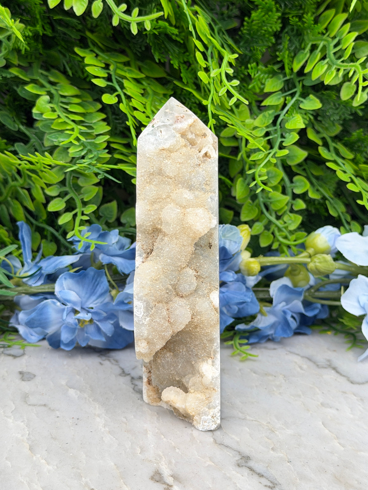 Mosagaat toren half gepolijst (452 gr/12 cm)