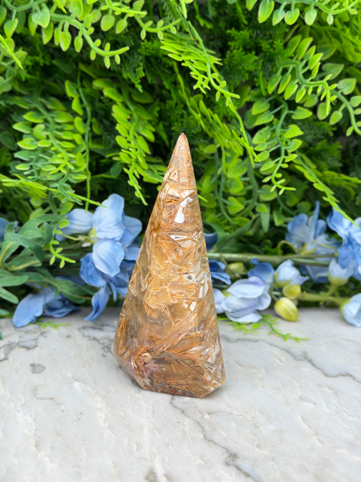 Sageniet Agaat diamand vorm (288 gr/12 cm)