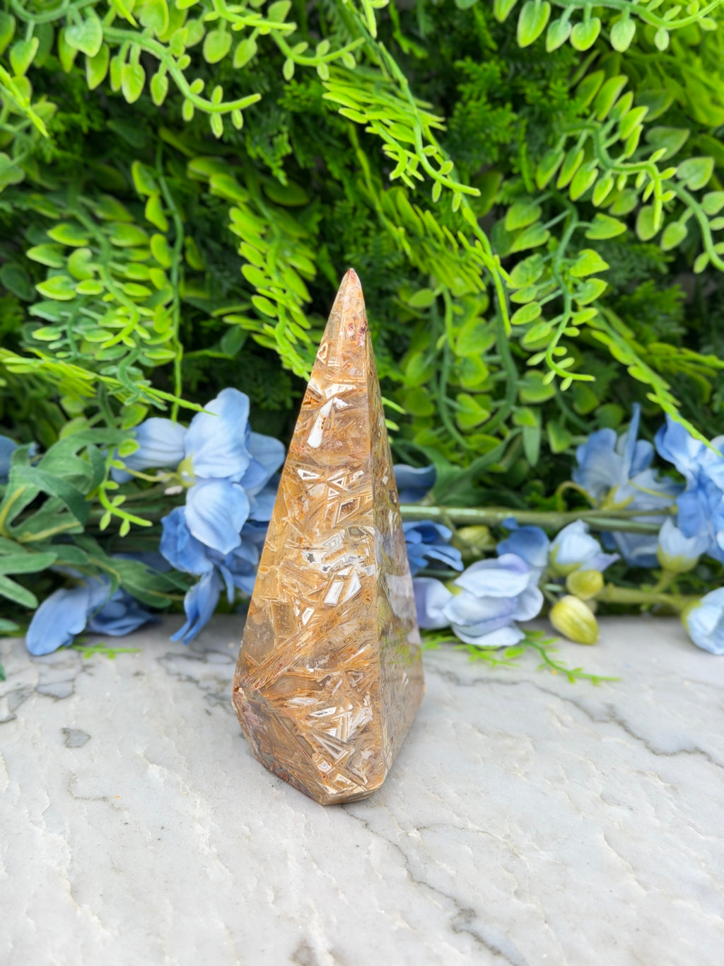 Sageniet Agaat diamand vorm (288 gr/12 cm)