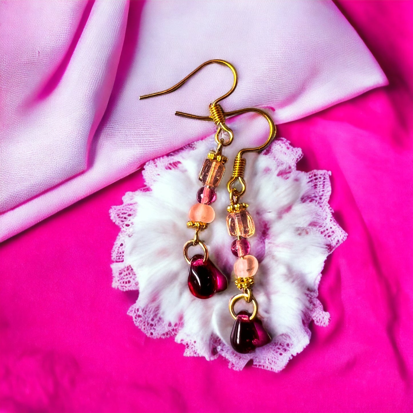 Pink gold earrings
