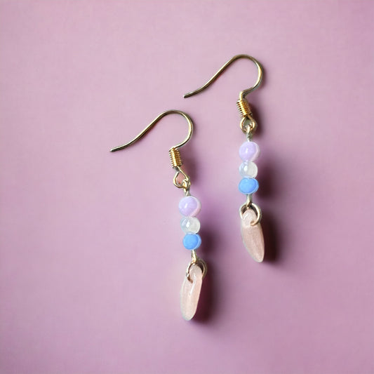 Pastel beaded gold earrings