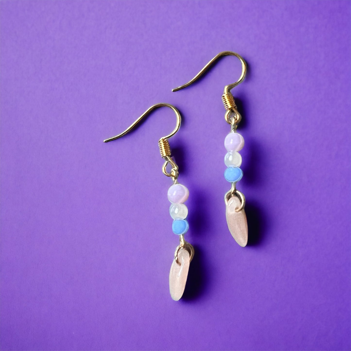 Pastel beaded gold earrings