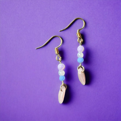 Pastel beaded gold earrings