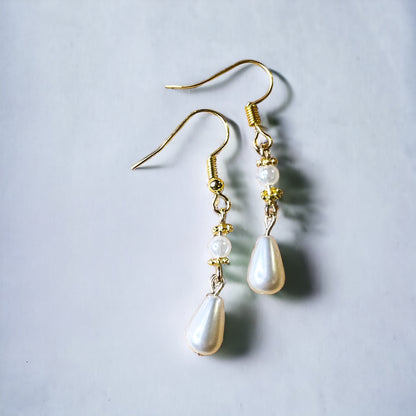 Gold pearl earrings