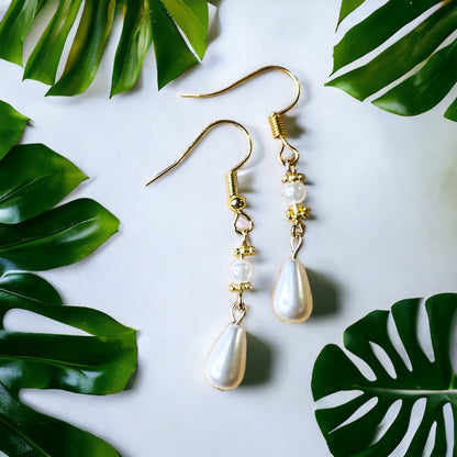 Gold pearl earrings