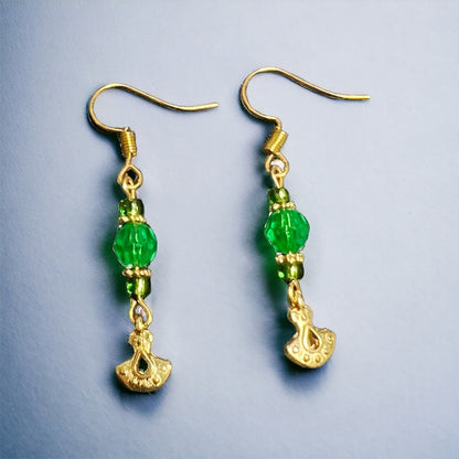 Gold green earrings