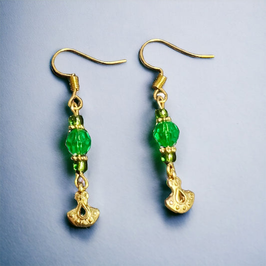Gold green earrings