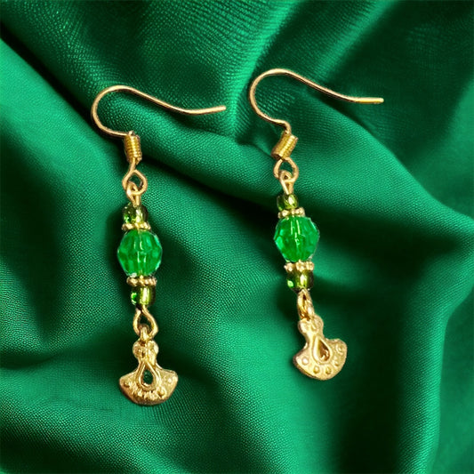 Gold green earrings