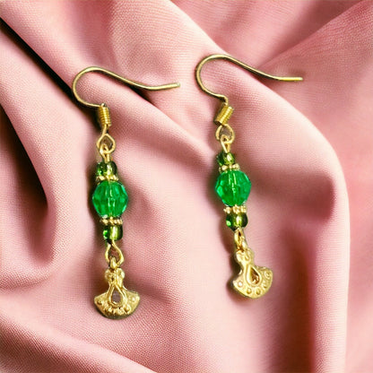 Gold green earrings