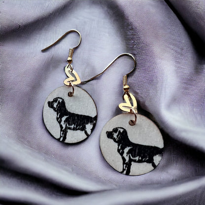 Dog gold heart earrings