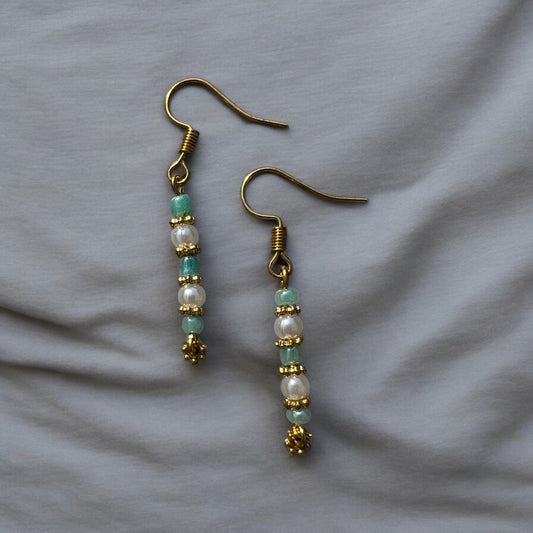 Gold green earrings