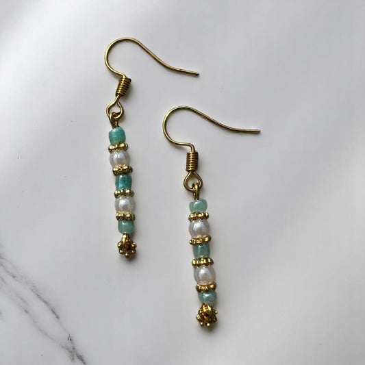 Gold green earrings
