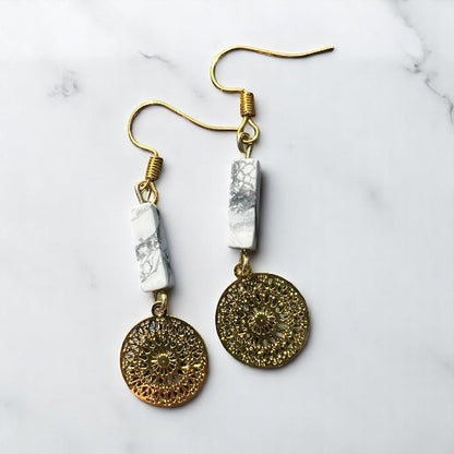 Marble-look gold earrings