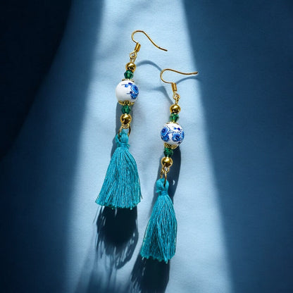 Turquoise gouden oorbellen