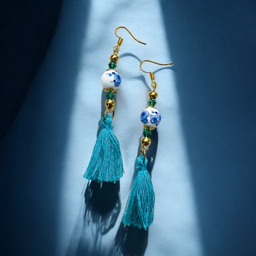 Turquoise gold earrings