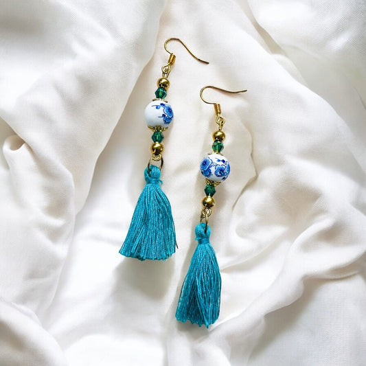 Turquoise gouden oorbellen