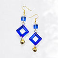 Blau-goldene Herz-Ohrringe von KEY LIME STORE