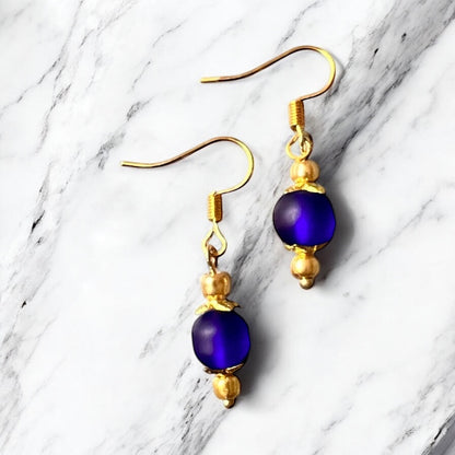 Blue gold earrings