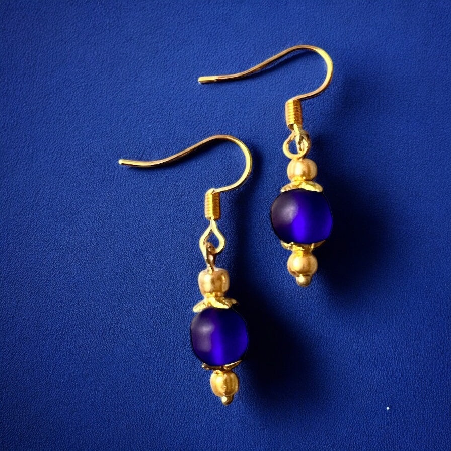 Blauw gouden oorbellen