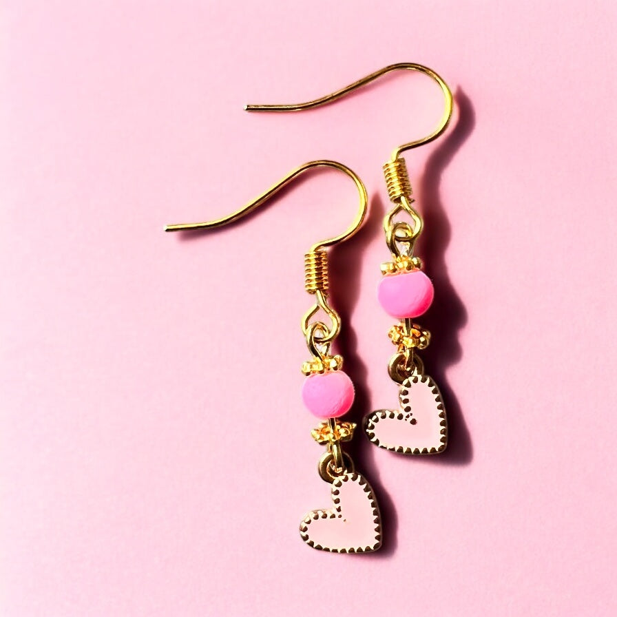Pink gold heart earrings