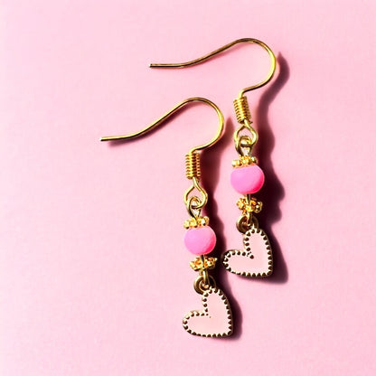 Pink gold heart earrings