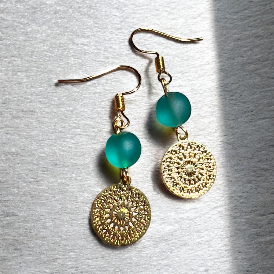 Turquoise gold earrings