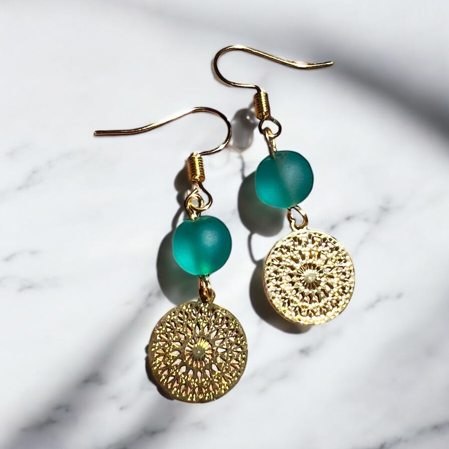 Turquoise gold earrings