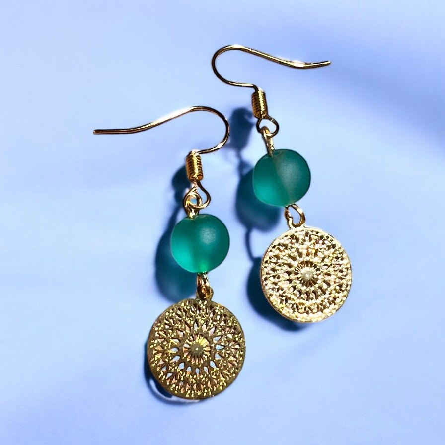 Turquoise gold earrings