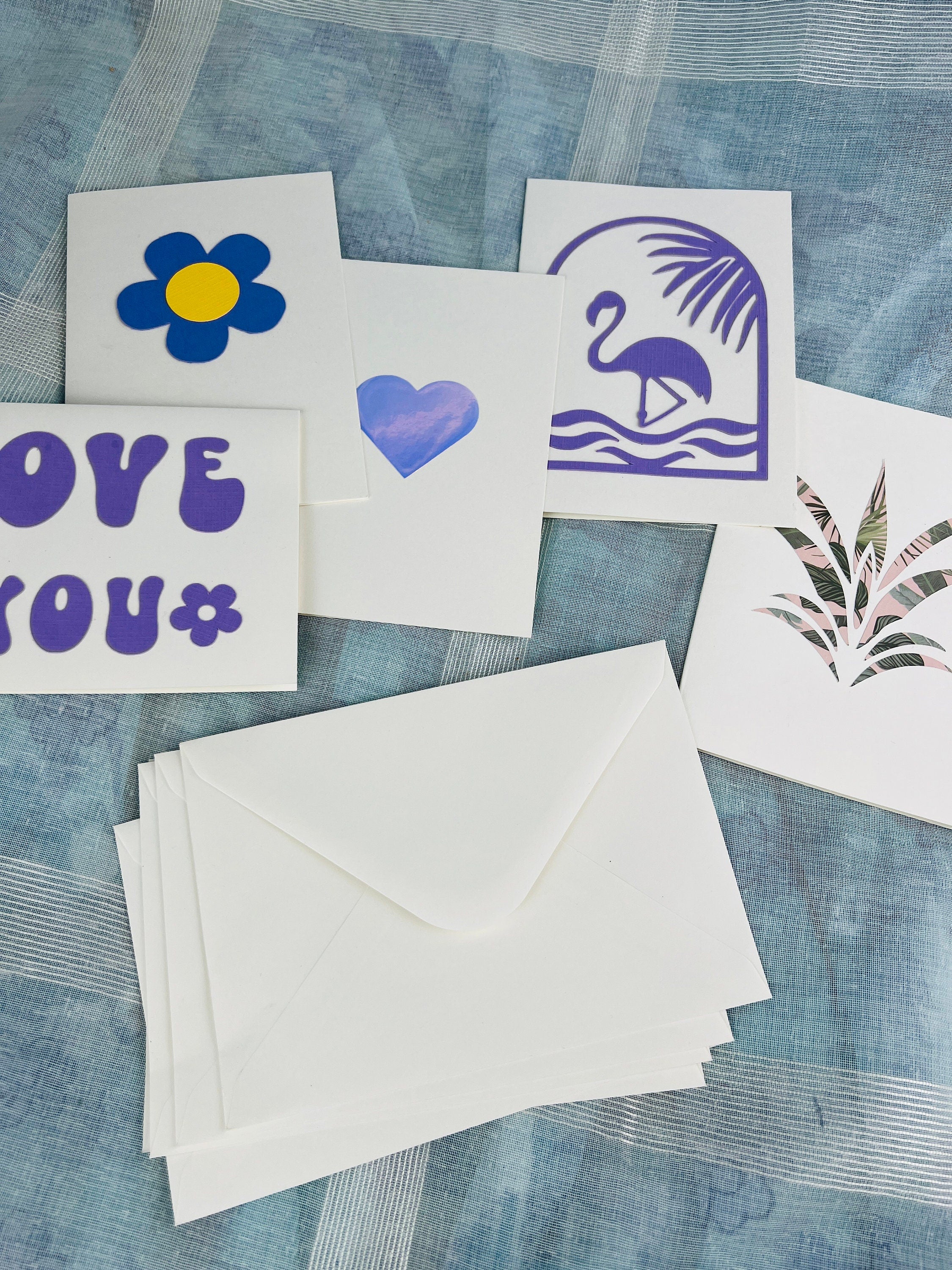 Bundle of 5 Handcrafted Double Postcards and Matching Envelopes