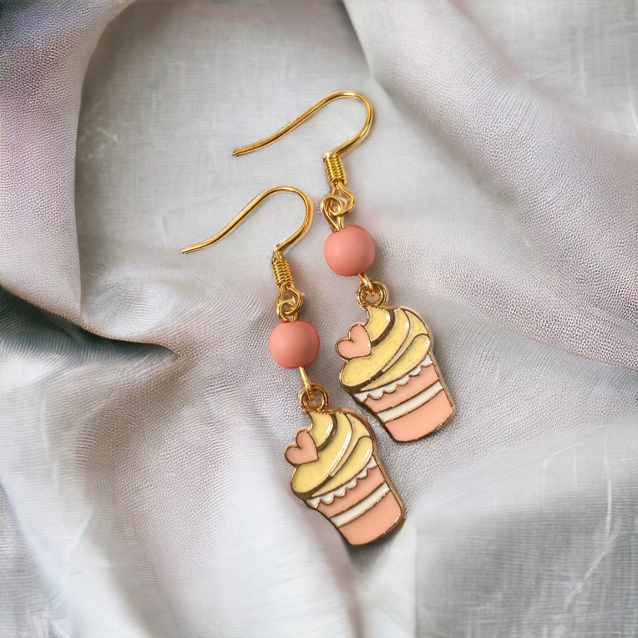 Cupcake oorbellen - lengte 4 cm