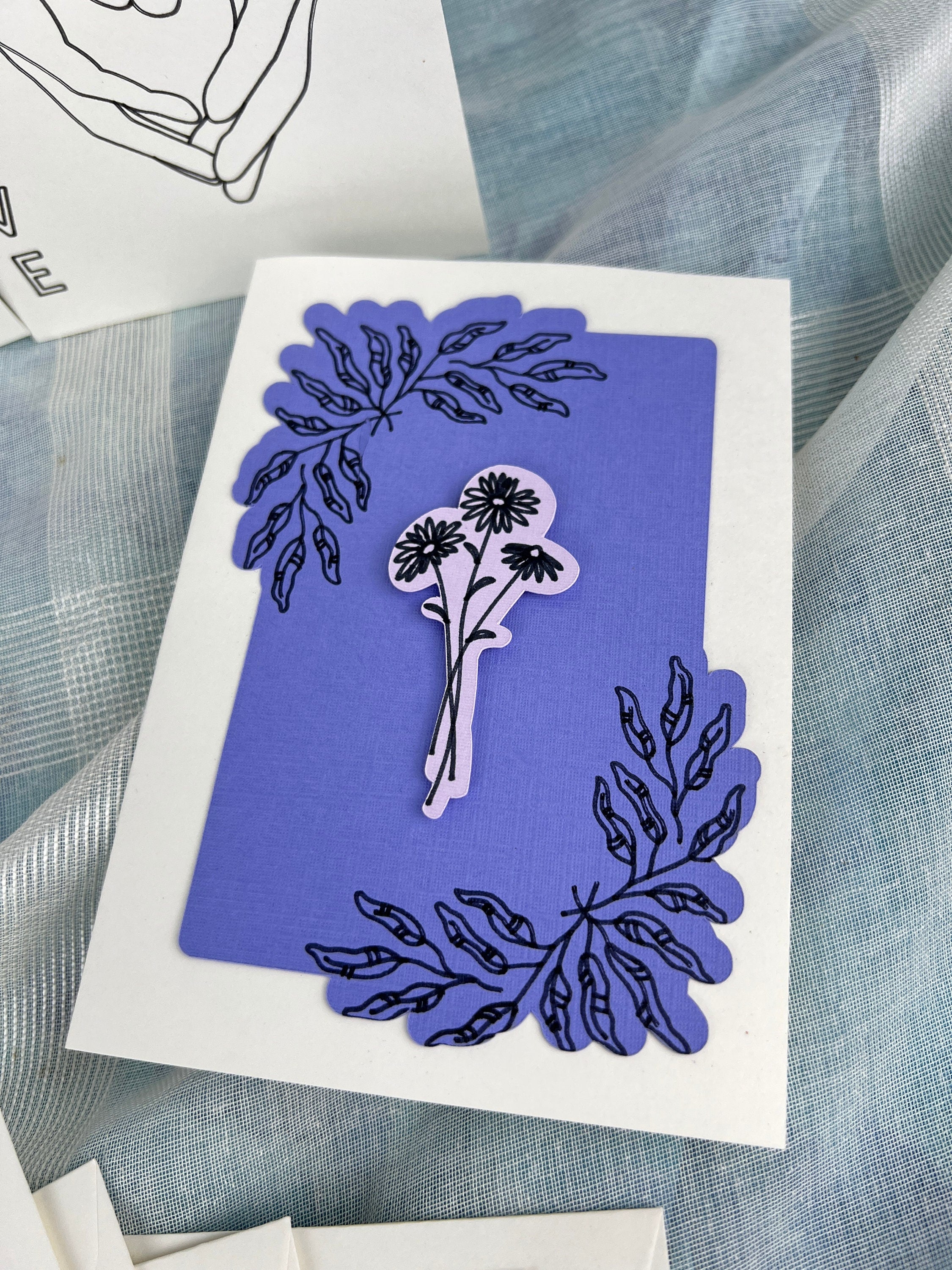 Handgefertigtes Set aus 5 handgefertigten Doppelpostkarten und passenden Umschlägen