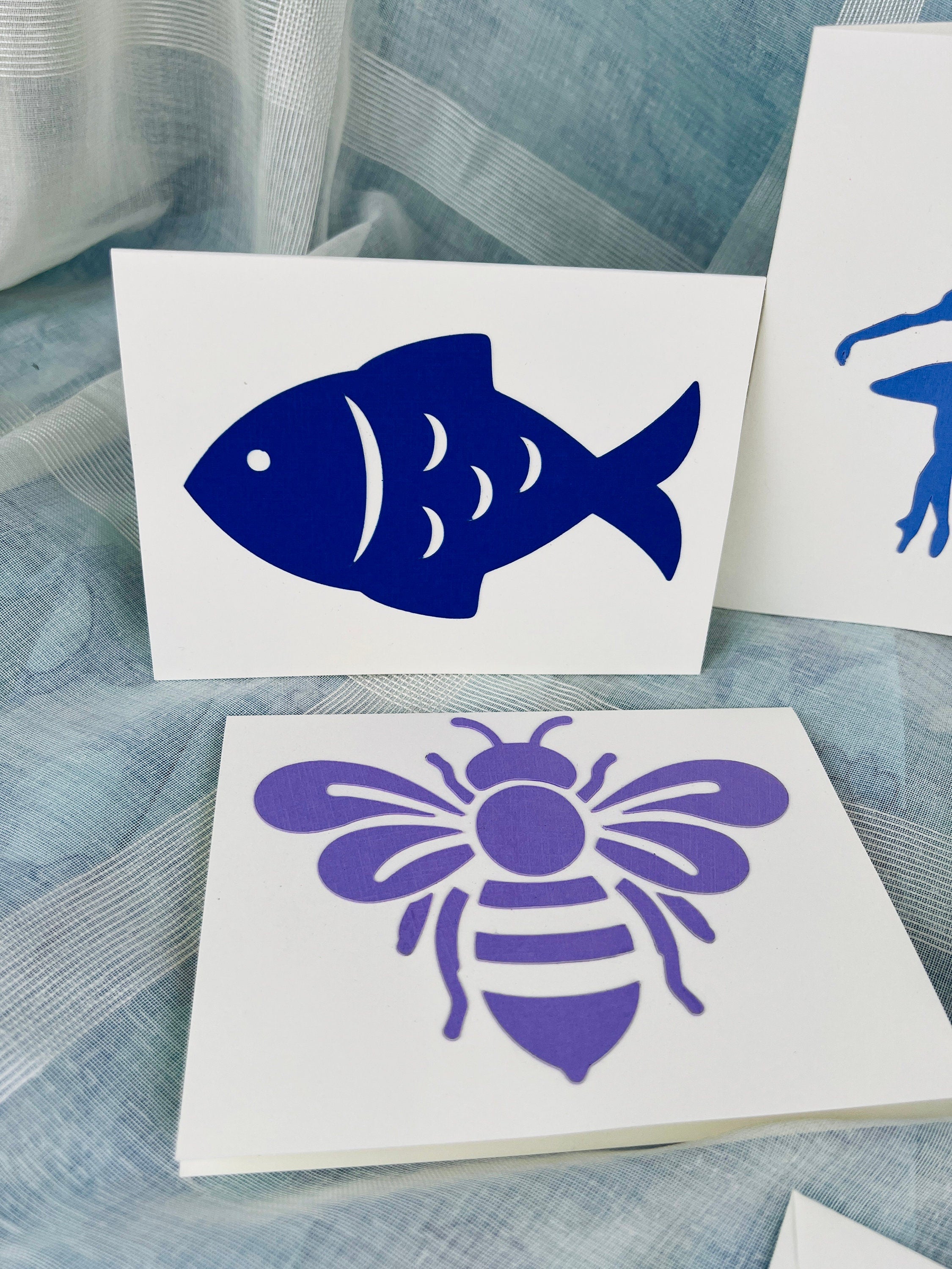 Handgefertigtes Set aus 5 handgefertigten Doppelpostkarten und passenden Umschlägen