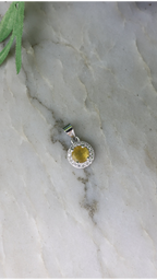 Hanger Gele Saffier rond (cz) 925 sterling zilver
