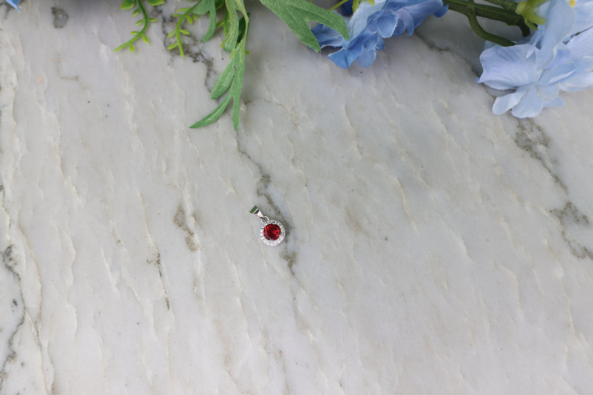 Hanger Granaat rond (cz) 925 sterling zilver