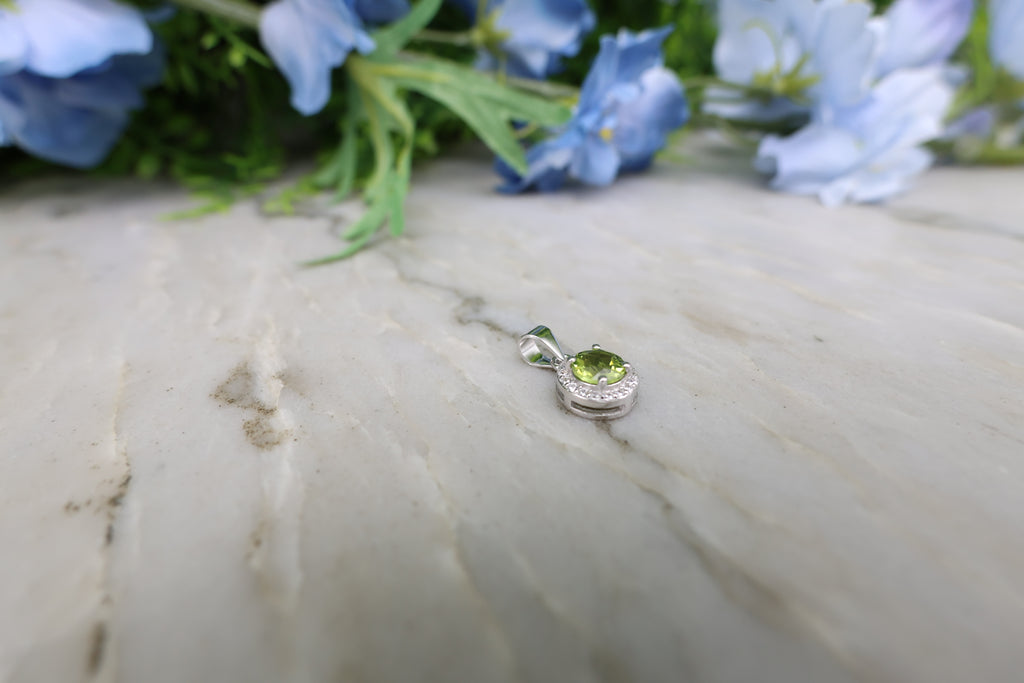 Hanger Peridoot rond (cz) 925 sterling zilver