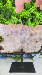 Amethyst fan-shaped thick disc on a stand (1580 gr/22 cm)