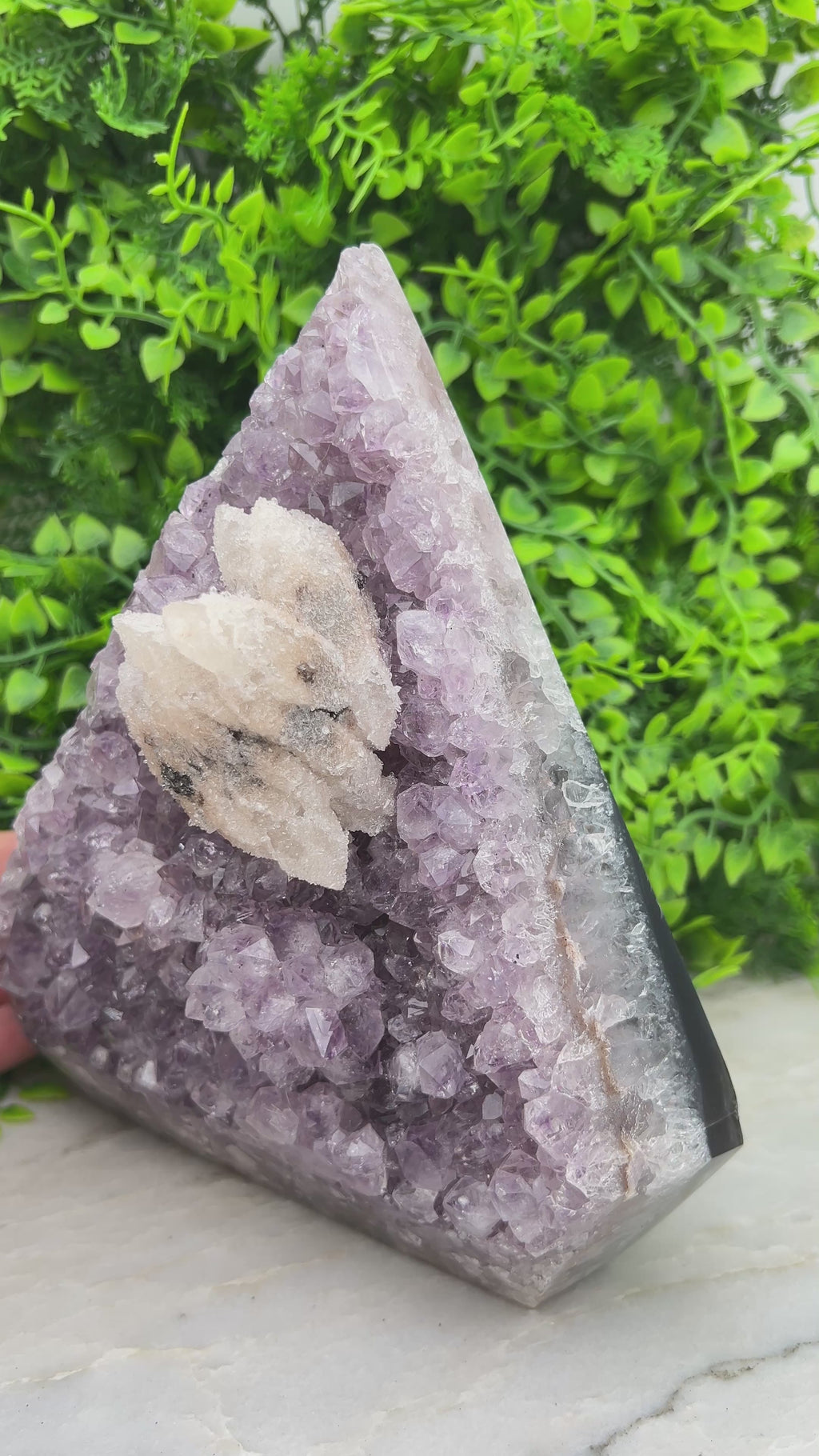 Amethist, Agaat en druzy Calciet in diamantvorm XL