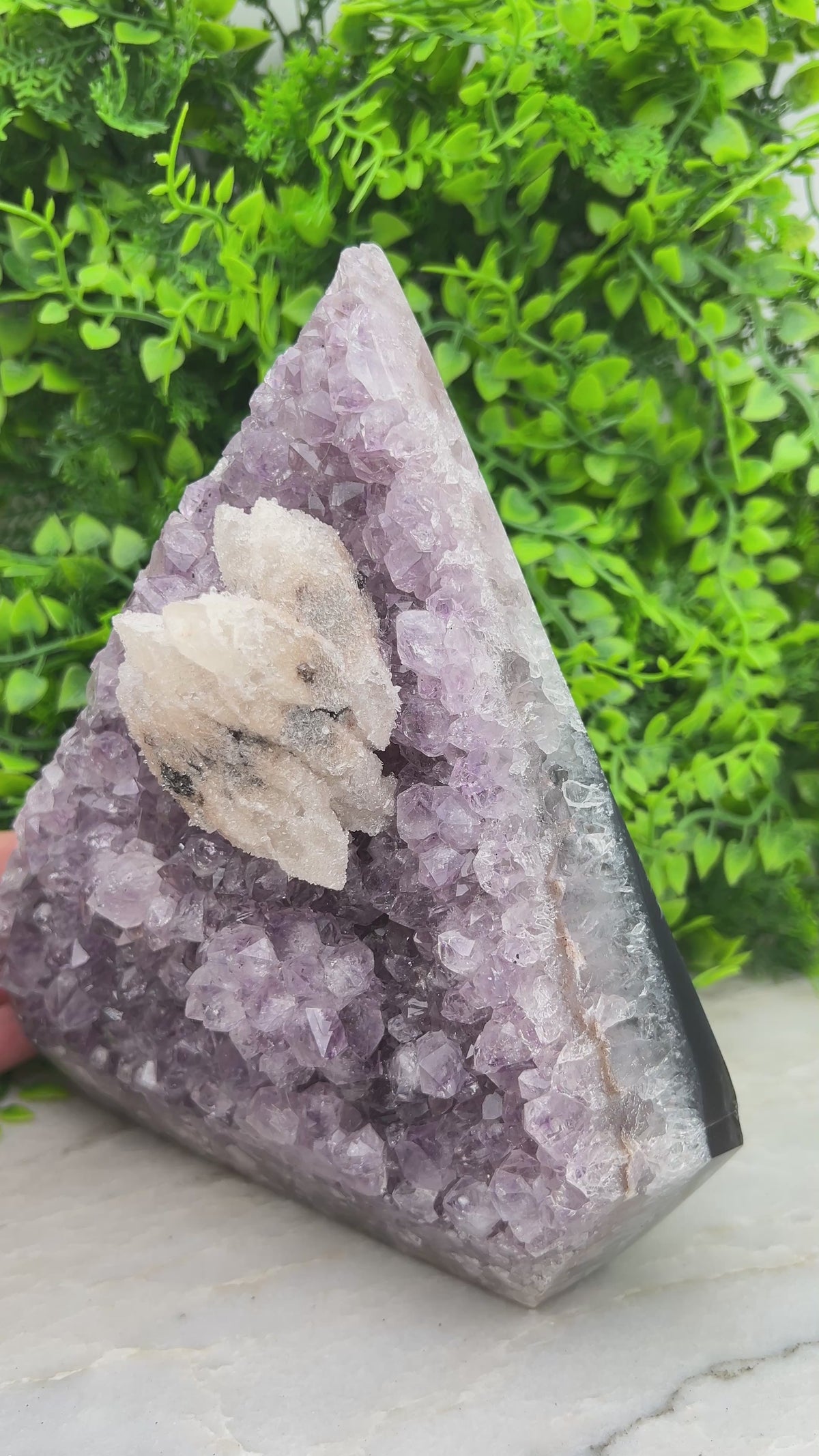 Amethist, Agaat en druzy Calciet in diamantvorm XL