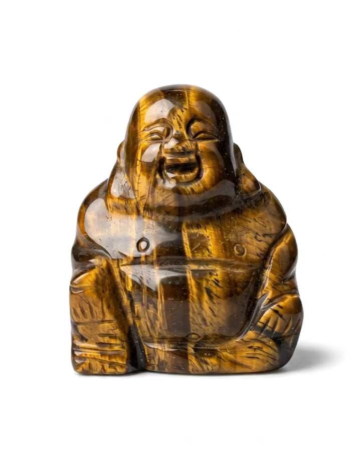 Lachender Buddha mit Tigeraugen