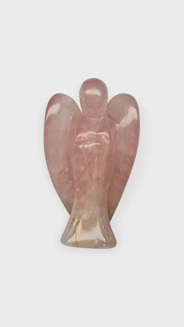 Chargement de la vidéo : Ange en quartz rose, 6 cm