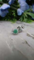 Oorsteker Smaragd rond (cz) 925 sterling zilver